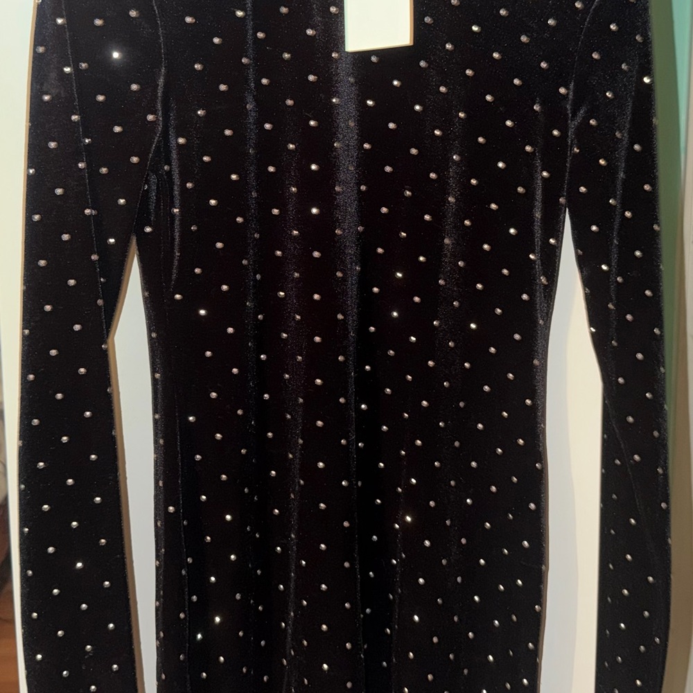 H&M Black Velvet Dress with Silver Accents